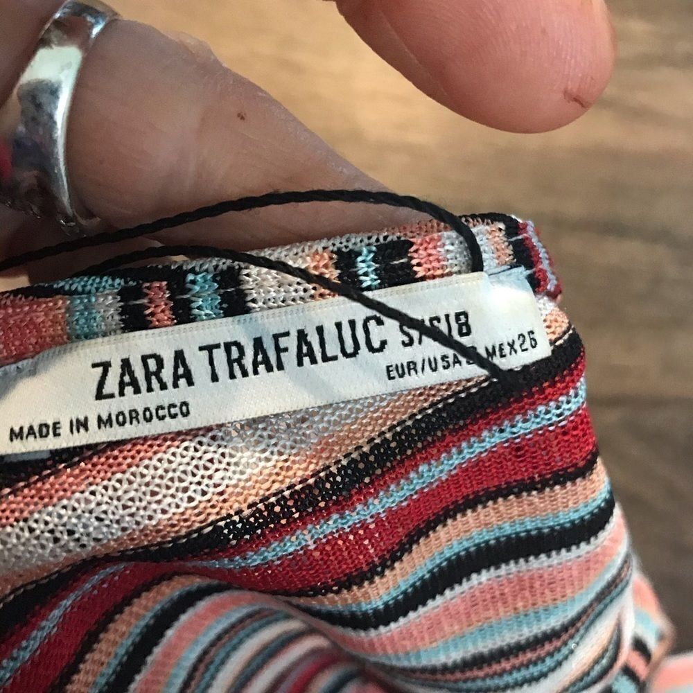 Zara Trafaluc Size Small Striped Beach Dress NWOT - Picture 4 of 12